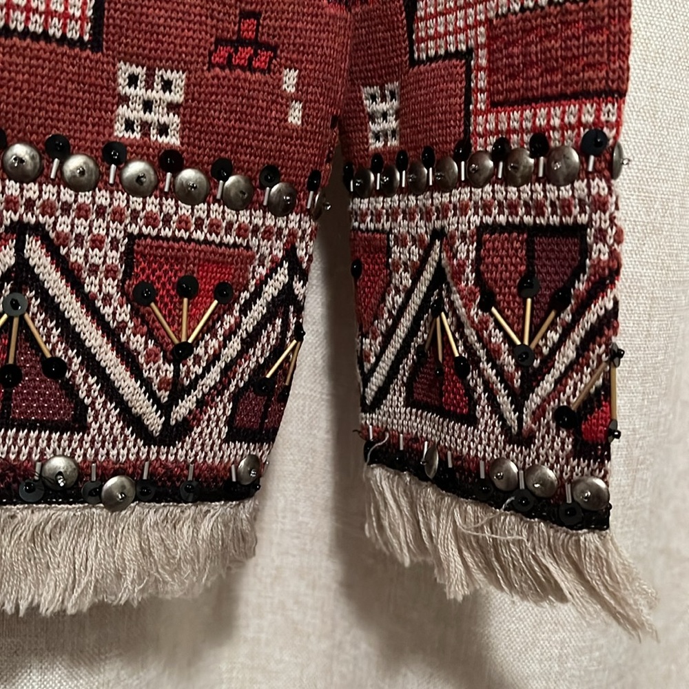 Tory Burch Red Tapestry Wool Sweater Size Small - Picture 8 of 12